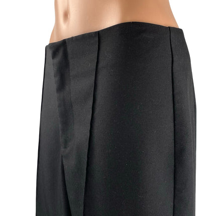 Zara Black High Waist Pleated Straight Palazzo Wide Leg Trousers Dress Pants M