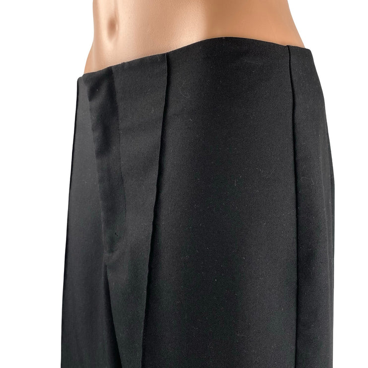 Zara Black High Waist Pleated Straight Palazzo Wide Leg Trousers Dress Pants M