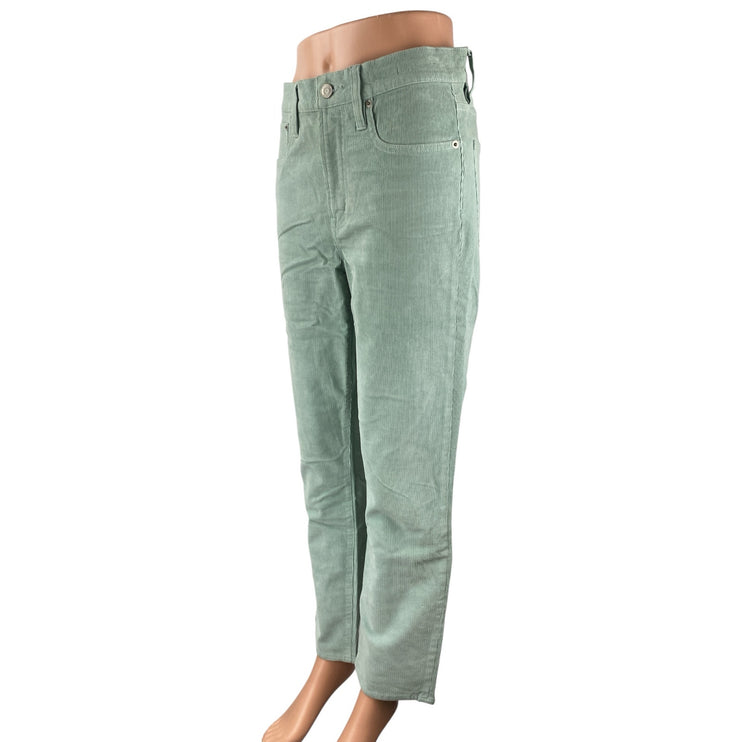J.Crew Vintage Slim Straight Women's Green Corduroy High Rise Trousers Pants 28