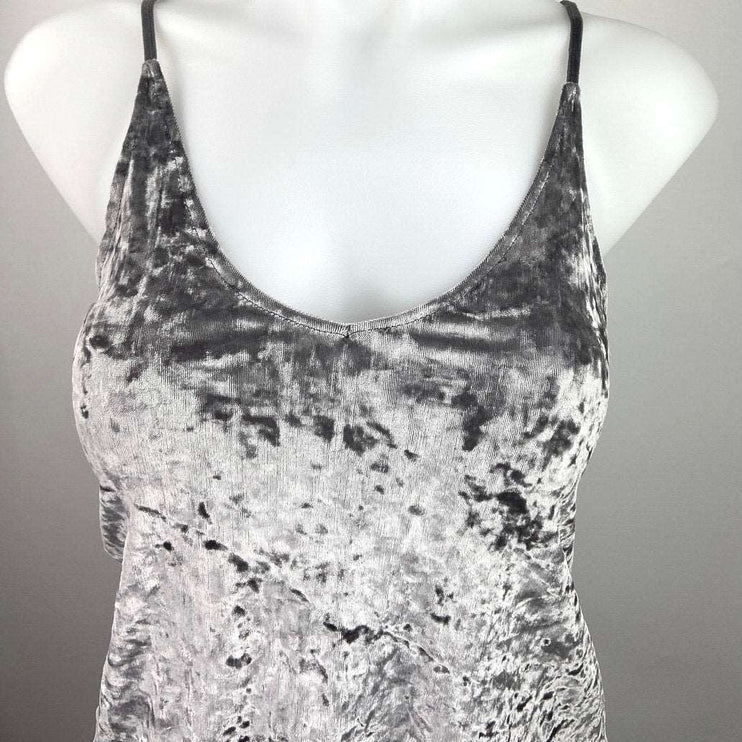 American Eagle Silver Gray Crushed Velvet Velour Sleeveless Cami Tank Top Sz XS