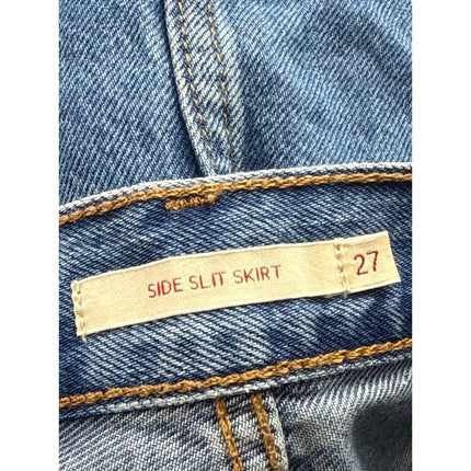 Levi's Light Blue High Rise Side Slit Classic Midi Flare A-Line Denim Skirt 27