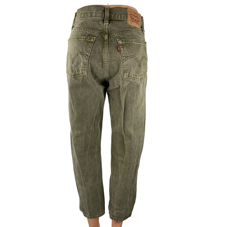 Levi's 501 Women's Green High Rise baggy Straight Leg Denim Jeans Pants Size 26