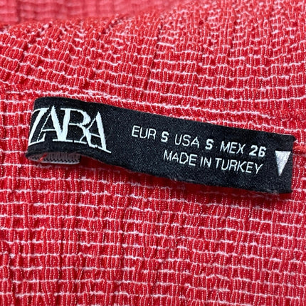 Zara Women's Red Short Sleeve Textured Turtleneck Mini Bodycon Dress Size S