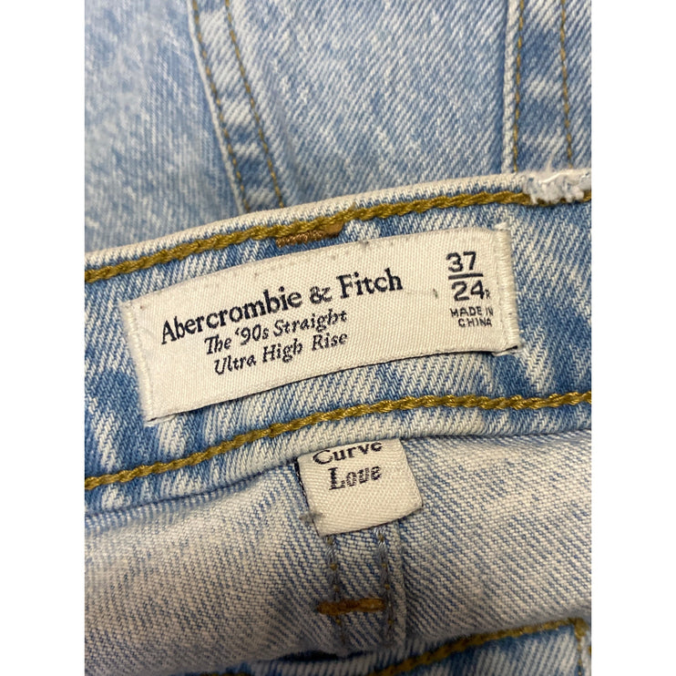 Abercrombie & Fitch The 90s Straight Women's Blue High Rise Denim Jeans Size 24