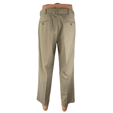 Kenneth Cole Men's Brown Pleated Straight Chino Khaki Trousers Dress Pants 33x32