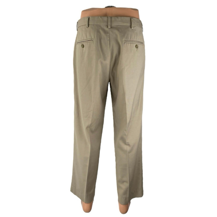 Kenneth Cole Men's Brown Pleated Straight Chino Khaki Trousers Dress Pants 33x32