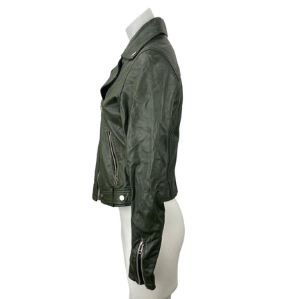 Slate & Willow Genuine Leather Notch Collar Long Sleeve Moto Biker Coat Jacket S