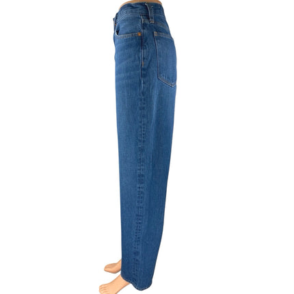 Madewell Women's Blue High Waisted Straight Wide Leg Denim Jeans Pants Size 25