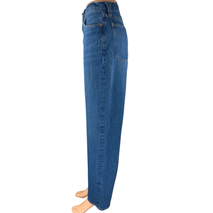 Madewell Women's Blue High Waisted Straight Wide Leg Denim Jeans Pants Size 25