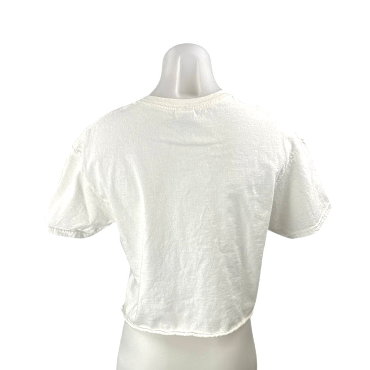 Women's White Cerveza Modelo Especial Beer Graphic Crop T Shirt Tee Top Size M