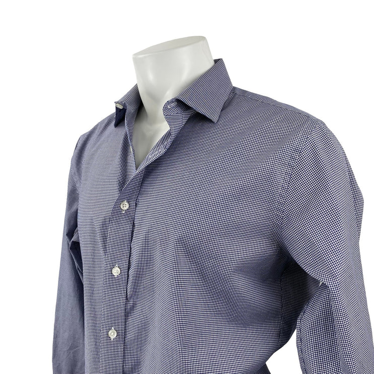 J.Crew Ludlow Men Blue Gingham Check Long Sleeve Slim Button Up Dress Shirt 16.5