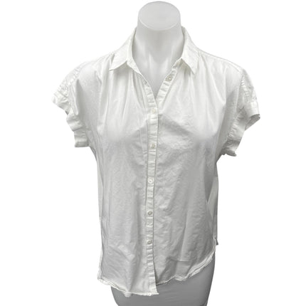 Madewell Women's White Short Sleeve Collared Casual Button Down Shirt Top Size S