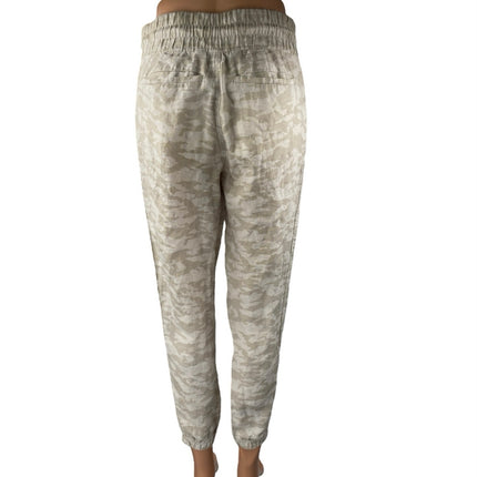 Athleta Cabo Tide Linen Women's Beige High Rise Jogger Sweat Pants Size 0P