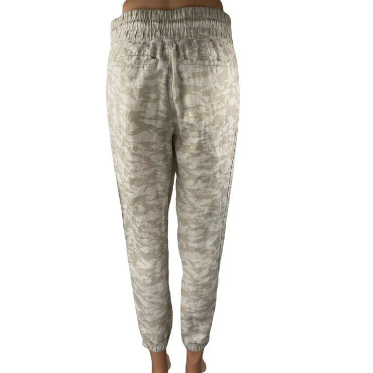 Athleta Cabo Tide Linen Women's Beige High Rise Jogger Sweat Pants Size 0P