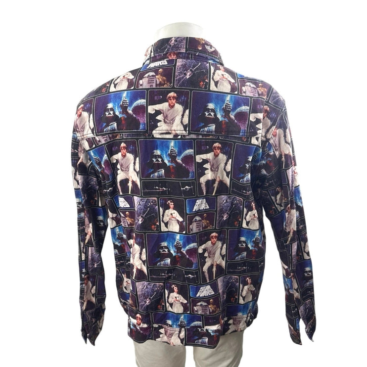 Cakeworthy Star Wars Men Purple Long Sleeve Button Up Denim Jean Jacket Size XXL