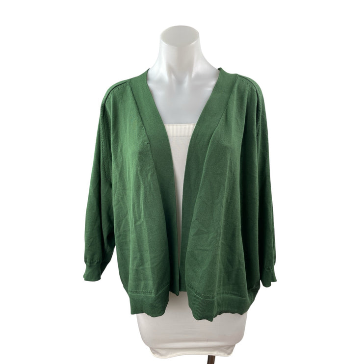 Lane Bryant Women's Green Knit Long Sleeve Open Cardigan Sweater Top Size 22/24