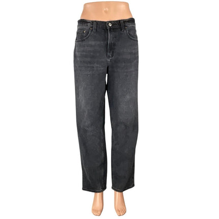 Abercrombie & Fitch The Straight Mid Rise Black Relaxed Denim Jeans Size 28