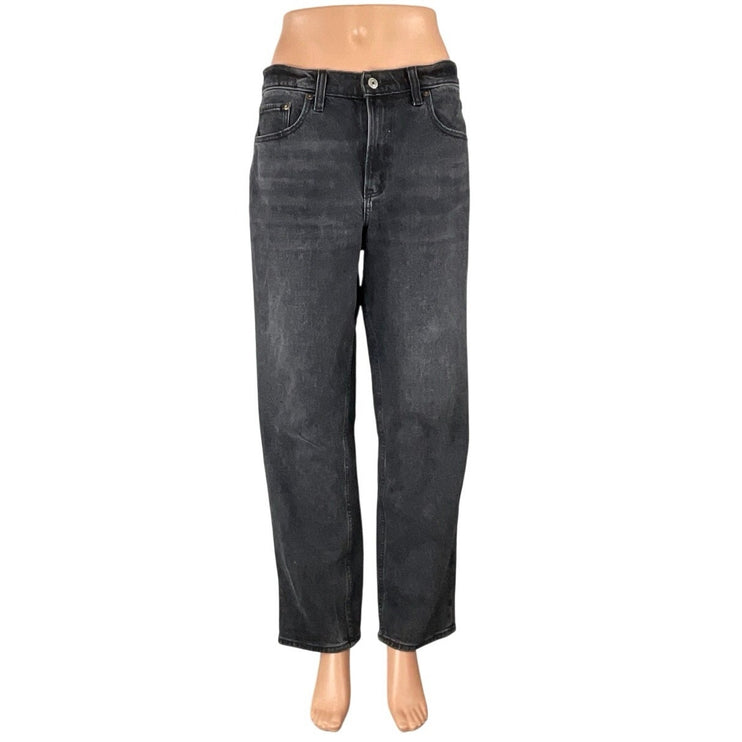 Abercrombie & Fitch The Straight Mid Rise Black Relaxed Denim Jeans Size 28