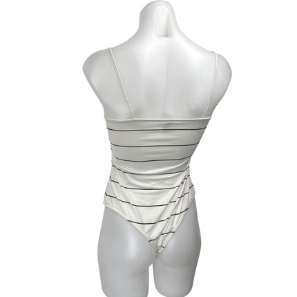 H&M White Black Sleeveless Striped Square Cami Camisole Tank Bodysuit Top Size S