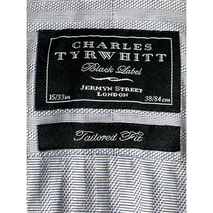Charles Tyrwhitt Men's Gray Striped Long Sleeve Button Down Shirt Top Size S