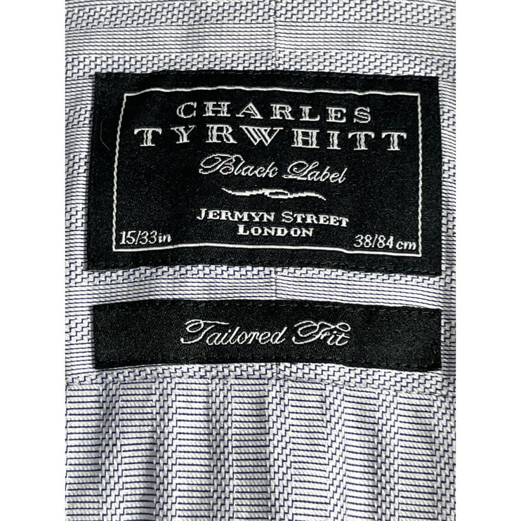 Charles Tyrwhitt Men's Gray Striped Long Sleeve Button Down Shirt Top Size S