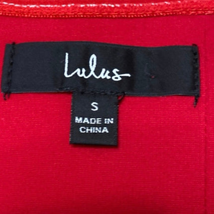 Lulus Red Strapless Sleeveless Bandeau Drape Tube Slit Sheath Maxi Dress Size S