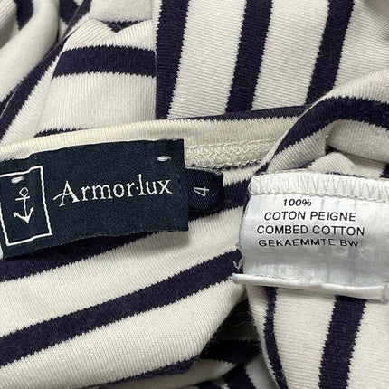 Armorlux Women's White Blue Striped Long Sleeve Cotton T Shirt Tee Top Size 4