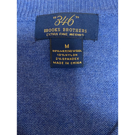 346 Brooks Brothers Men's Blue Wool Knit V Neck Long Sleeve Sweater Top Size M