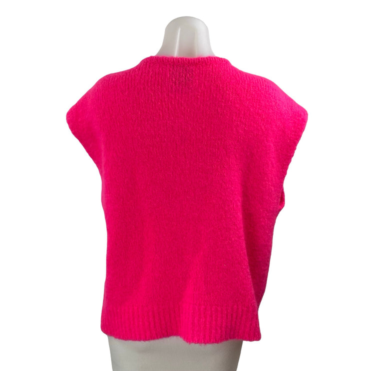 Essentiel Antwerp Pink Cap Sleeve Multi-Pocket Button Down Cardigan Sweater XS