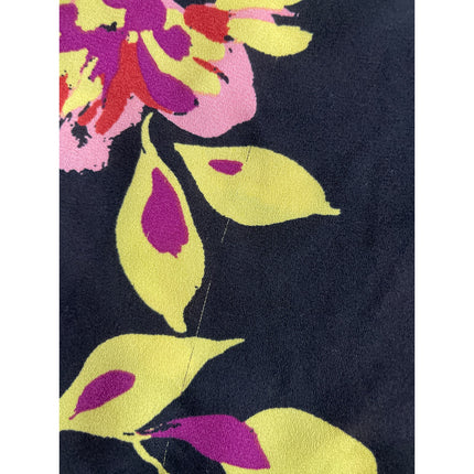 Who What Wear Women's Black Floral Short Sleeve Crew Neck Blouse Top Size XS