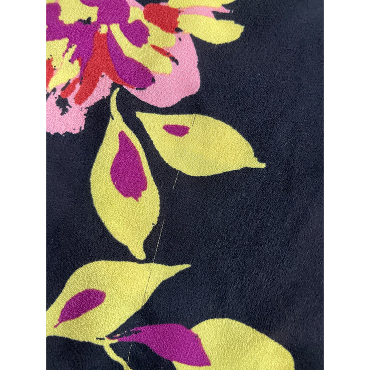 Who What Wear Women's Black Floral Short Sleeve Crew Neck Blouse Top Size XS