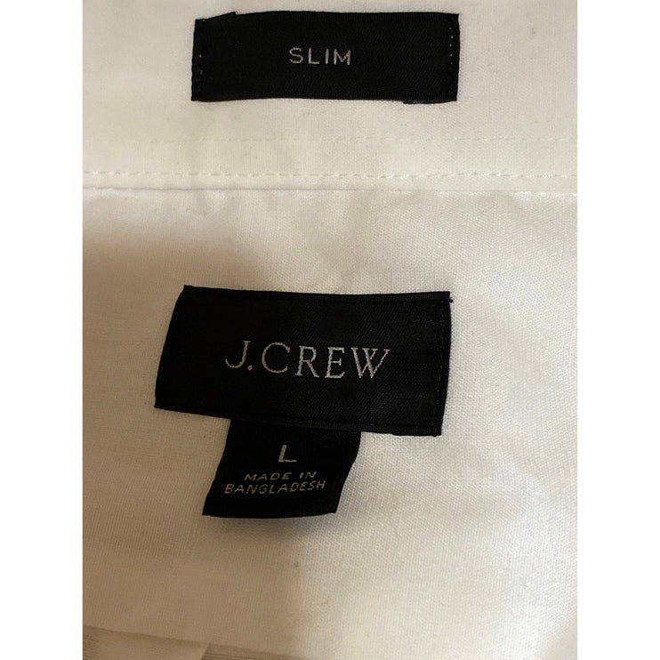 J.Crew Men's White Slim Fit Pocket Career Long Sleeve Button Down Shirt Top Sz L