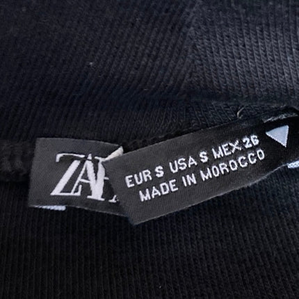 Zara Women's Black Rib Knit Short Sleeve High Neck Mini Bodycon Sweater Dress S