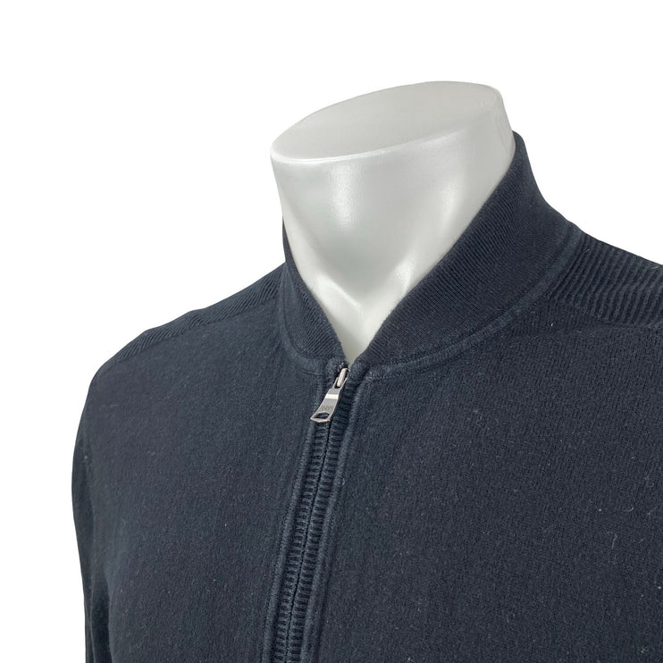 Banana Republic Men's Black Cashmere Long Sleeve Sweatshirt Bomber Coat Jacket L