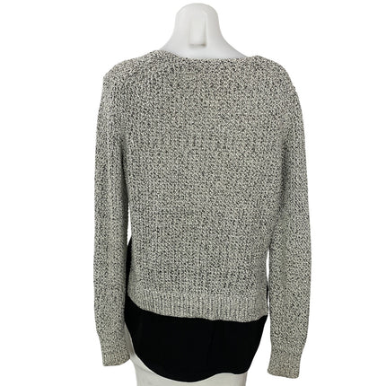 Banana Republic Women's Gray Knit Long Sleeve V Neck Layered Sweater Top Size M