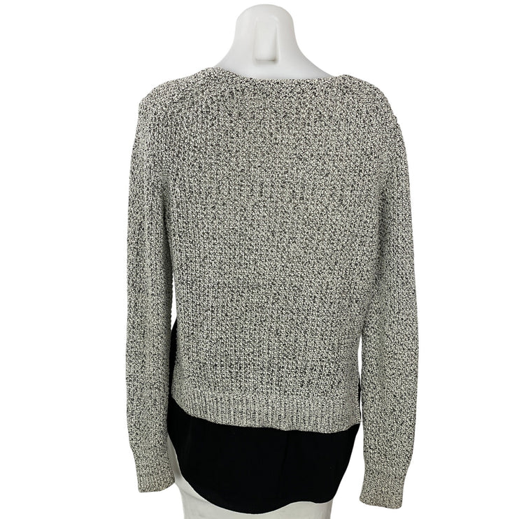 Banana Republic Women's Gray Knit Long Sleeve V Neck Layered Sweater Top Size M