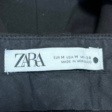 Zara Women's Black Straight Leg High Waist Cargo Pockets Ankle Trouser Pants M