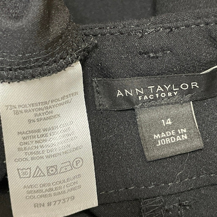 Ann Taylor Women's Black High Waisted Career Cropped Tapered Trousers Pants 14