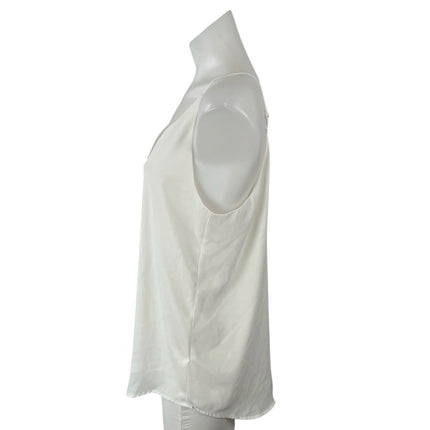 Evera B Womens White Satin V Neck Sleeveless Minimalist Cami Camisole Tank Top M