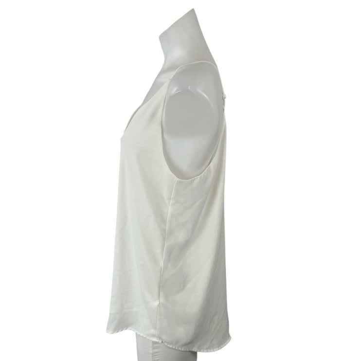 Evera B Womens White Satin V Neck Sleeveless Minimalist Cami Camisole Tank Top M