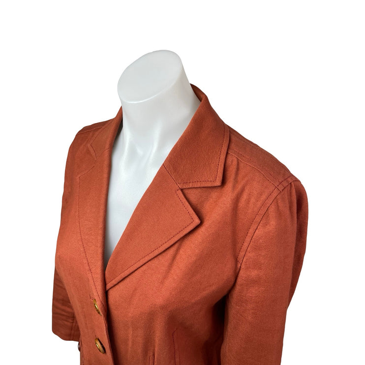 Tory Burch Women's Collared Long Sleeve Single Breasted Blazer Coat Jacket Sz 6