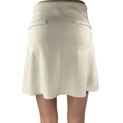 Zara Women's Cream Beige High Waisted Pocket Casual A Line Mini Skirt Size M