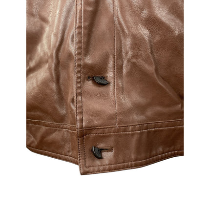 H&M Women's Faux Vegan Leather Collar Long Sleeve Button Down Coat Jacket Top XL