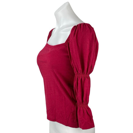 Nation LTD Dark Pink Long Tiered Puff Sleeve Square Neck Blouse Top Size XS