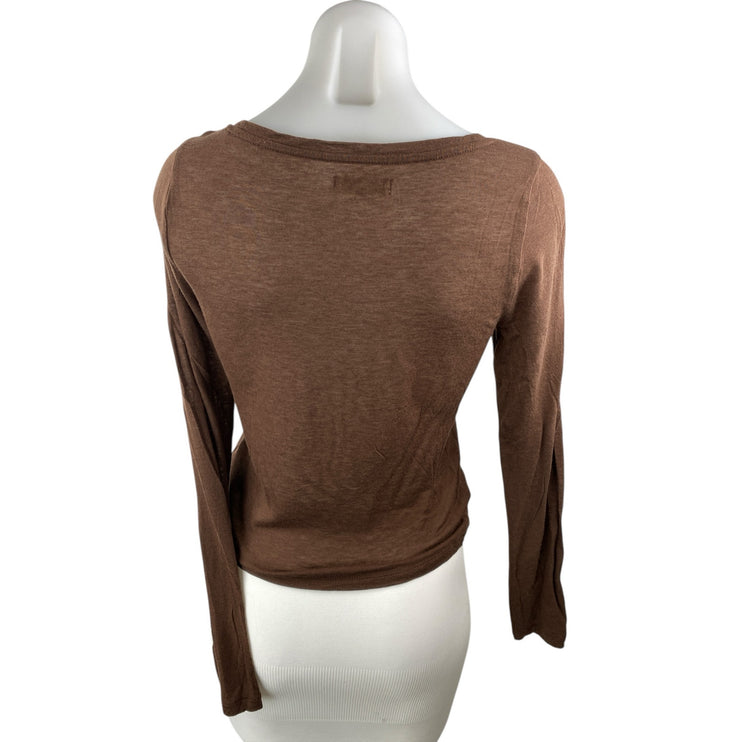 Madewell Brown Wool Crew Neck Long Sleeve Tee T-Shirt Sweatshirt Sweater Top M