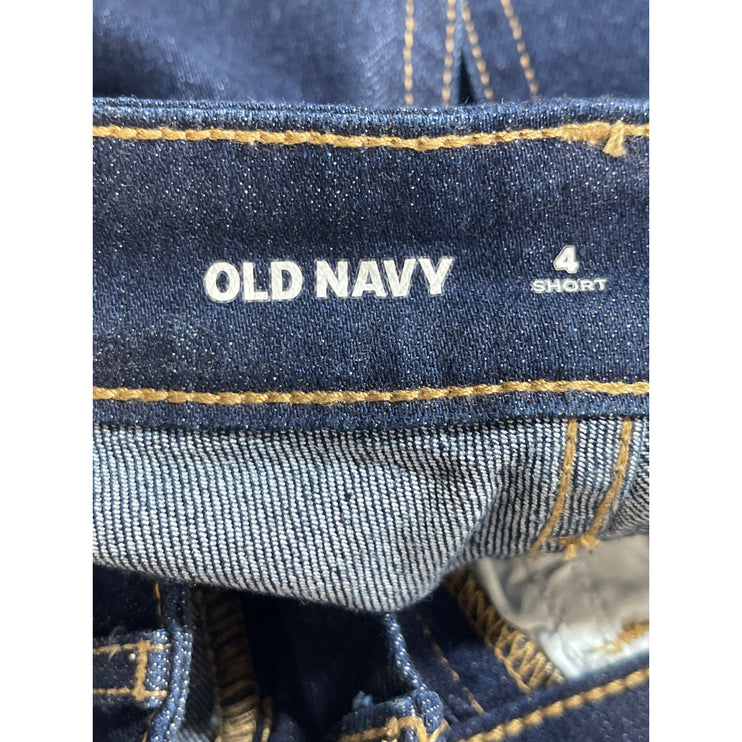 Old Navy Women's Blue Dark Wash High Rise Baggy Wide Leg Denim Jeans Pants Sz 4