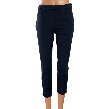J.Crew Martie Womens Black Bi-stretch Cotton Mid Rise Skinny Trousers Pants Sz 0