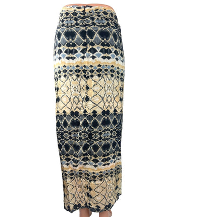 Zara Multicolor Printed Lightweight Tie Front High Slit Boho Midi Skirt Size M