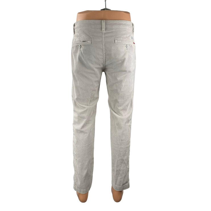 Levi's Men's Gray Stripe High Rise Slim Casual Tapered Chino Trousers Pants 32
