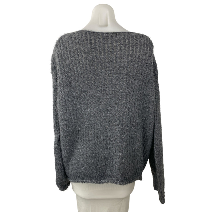 Weekday Tone Open Structure Gray Boat Neck Long Sleeve Sweatshirt Sweater Top M